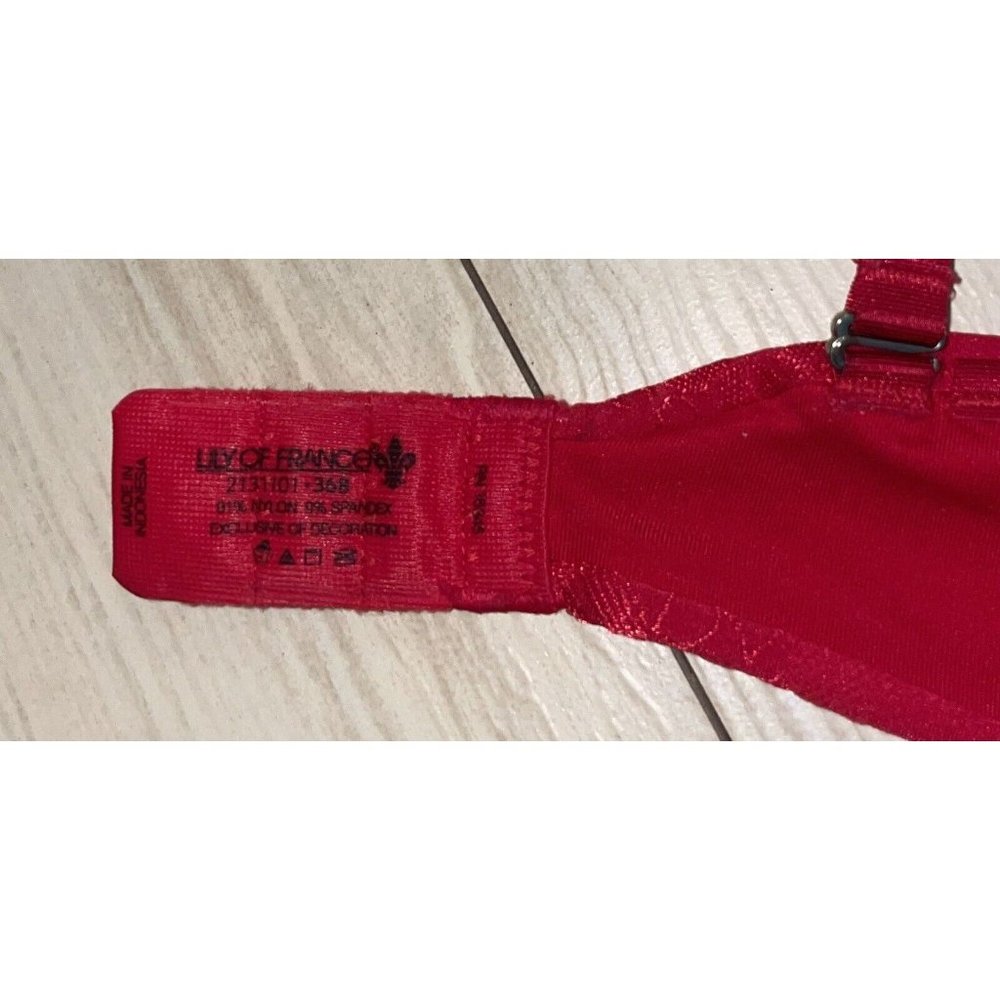 Lily of France 2131101 Extreme Ego Boost Push Up Bra Padded UW Womens 36B Red - Picture 6 of 6